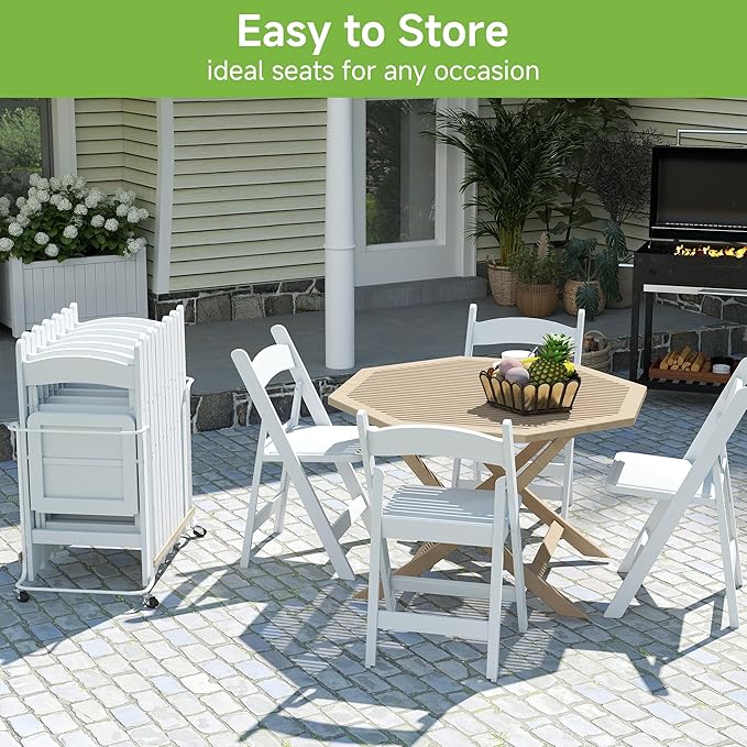 Real Relax White Resin Folding Chairs with Cushion - Comfortable Foldable Plastic Chair - Stackable Chairs with Padded Seats - Indoor/Outdoor Chairs for Events, 600lbs Capacity(30 Pack)