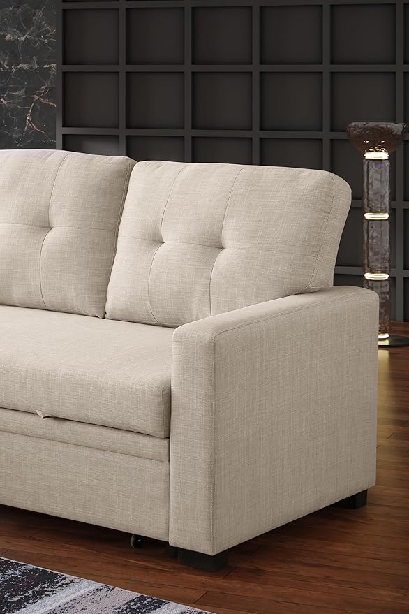 Devion Furniture Philly 4-in-1 Convertible L Shaped Couch with Pull Out Bed and Storage, Sectional Sleeper Sofa with Reversible Chaise for Living Room, Apartment, Bedroom, Office