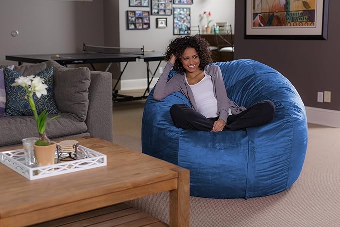 Sofa Sack Bean Bag Chair - Plush, Ultra Soft - Memory Foam Bean Bag Chair with Microsuede Cover - Stuffed Foam Filled Furniture and Accessories for Dorm Room 5 Feet - Royal Blue