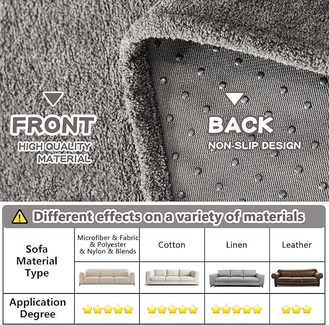 MYSKY HOME Sectional Couch, Covers Couch Cover 3 Cushion Sofa, Couch Covers for Sofa, Dog Couch Protector, L Shape Cover Sofa Slipcovers Washable Furniture Covers for Pets, 71" x 134", Grey