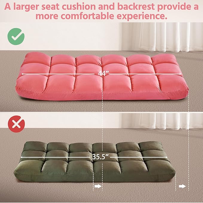 Yaheetech Floor Chair, Meditation Chair with Back Support Gaming Floor Lounger with 14 Adjustable Position for Adult, Pink, 2pcs