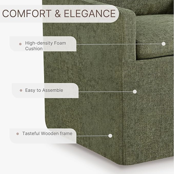 Upholstered Dining Chairs with Casters Easy Assembly Modern Accent Armchair with Rollers for Diningroom Bedroom Livingroom Reading Room,Green,2 Boxs