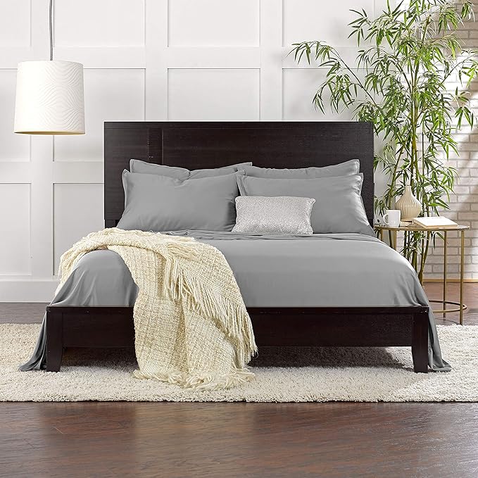 Pure Bamboo California King Sheets, Genuine 100% Organic Viscose Derived from Bamboo Bed Sheet Set, Soft & Cooling, Double Stitching, Lifetime Quality Promise (California King, Stone Grey)
