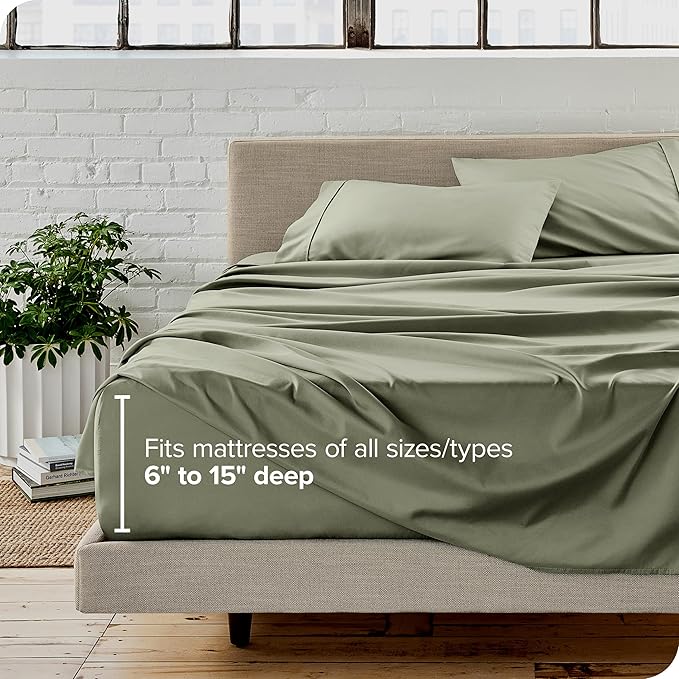 Bare Home Full XL Sheet Set - Luxury 1800 Ultra-Soft Microfiber Full Extra Long Bed Sheets - Double Brushed - Deep Pockets - Easy Fit - 4 Piece Set - Bedding Sheets & Pillowcases (Full XL, Sage)