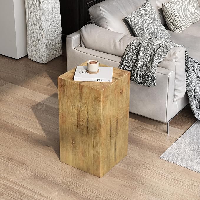 Christopher Knight Home Bard 27.75" Square Living Room Side Table, Wood-Like Distressed Finish End Table, Decorative Accent Table for Indoor Outdoor Usage, Space Saving Furniture, Natural