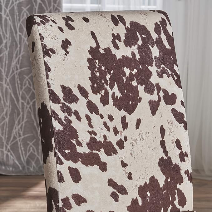 Christopher Knight Home Pertica Contemporary Velvet Dining Chairs, 2-Pcs Set, Milk Cow / Dark Brown