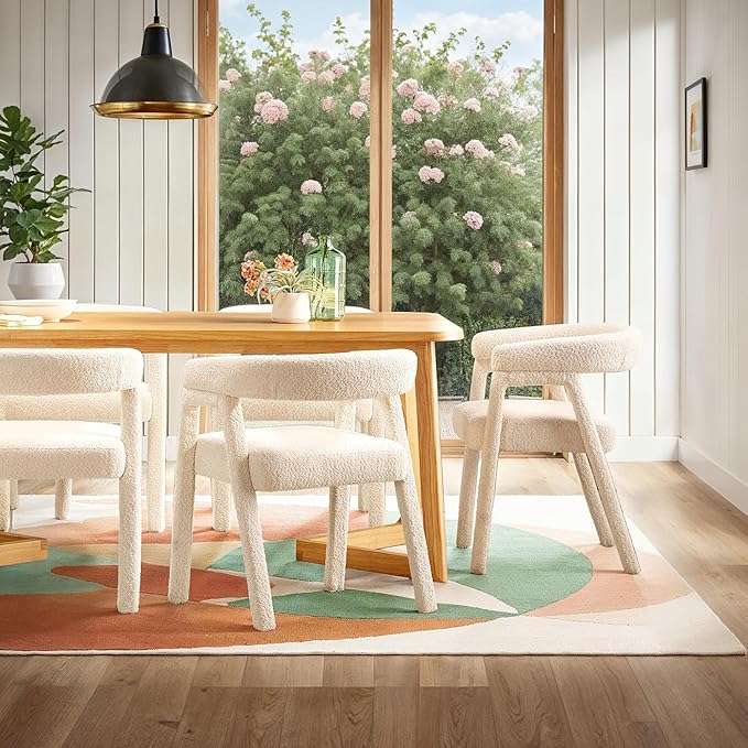 Walker Edison Ezra Modern Solid Wood Rounded Back Dining Chair - Natural (Set of 2)