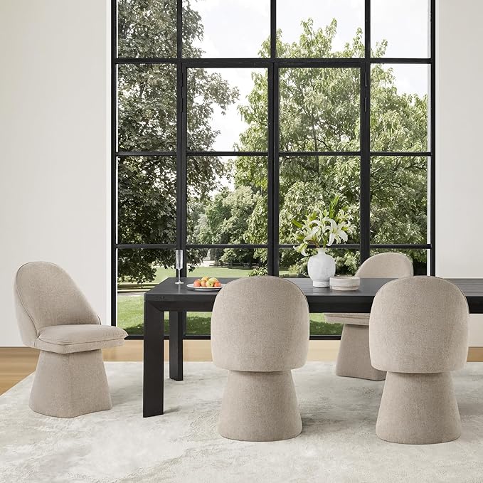 Swivel Dining Chairs Modern Desk Chair Upholstered Linen Fabric Side Chair for Kitchen Dining Room Bedroom,Khaki,1 Box