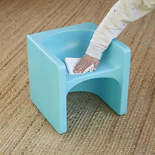 ECR4Kids Tri-Me Table and Cube Chair Set, Multipurpose Furniture, Cyan, 3-Piece