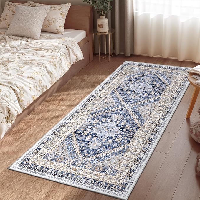 zesthome 2x6 Runner Rug for Hallways, Machine Washable Rug, Non Slip Vintage Low Pile Runners, Stain Resistant Runners for Entryway, Kitchen, Bathroom, Laundry Room, Corridor