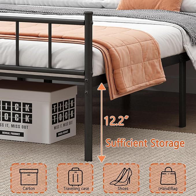 Twin Bed Frame-Classic Metal Platform Bed Frame,Mattress Foundation with Steel Slat Support,Under Foundation Storage,No Box Spring Needed, Easy Assembly, Twin Size