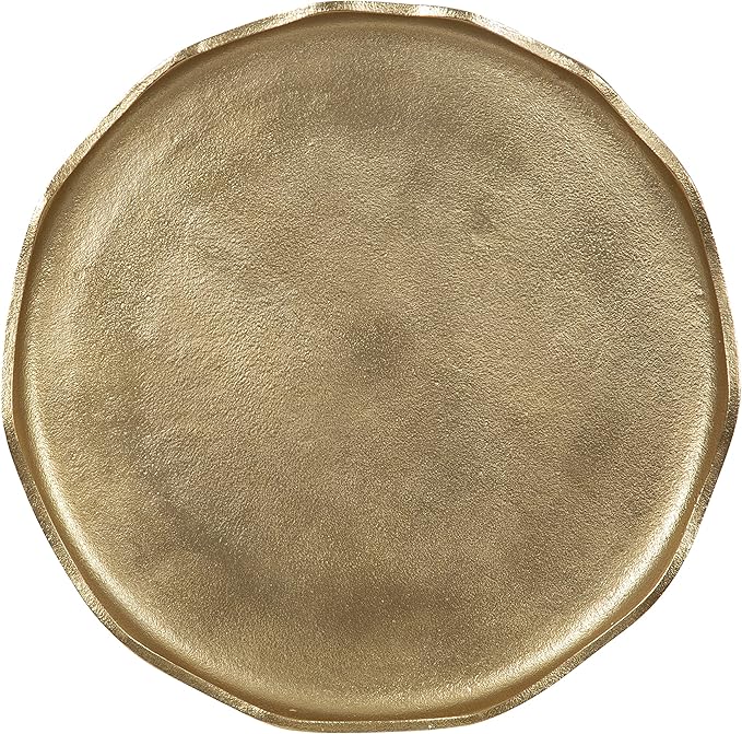Kate and Laurel Alessia Modern Round Metal Side Table; 15 x 15 x 22; Gold; Decorative Glam Cast Aluminum End Table with Deckled Edge for Bedroom Nightstand or Living Room Accent