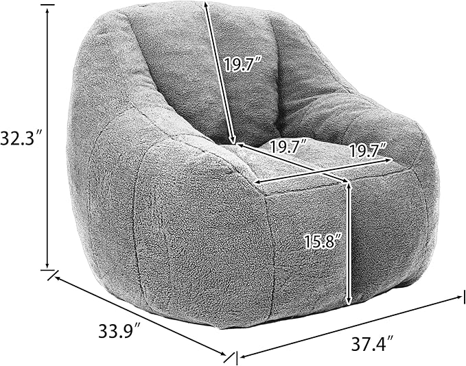 Furniliving Bean Bag Chair, Oversized Bean Bag Couch for Adults Lounge Chair for Bedroom Comfy Bean Bag Sofa with Back Support, Fluffy and Lazy Sofa for Living Room Bedroom Dorm, Pink, Teddy