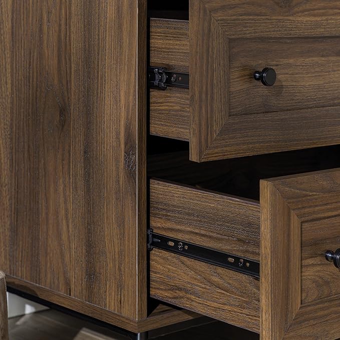 Florence 22 Inch 2 Drawer Open Top Side Table with USB Port - Dark Walnut