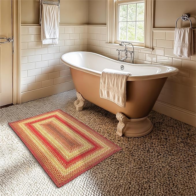 Cider Barn Cranberry Red Jute Braided Rug, 20x30 Rectangle - Perfect Country Rustic Decor for Kitchen, Entryway, Everywhere
