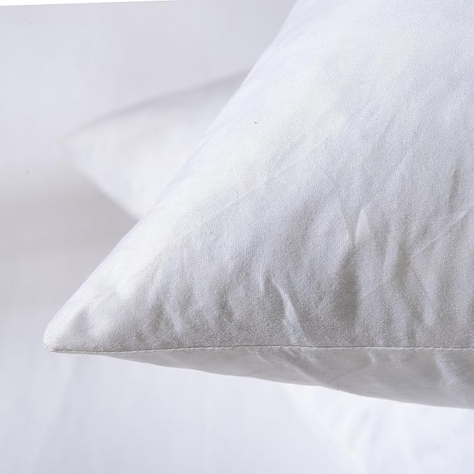 20x20 Decorative Throw Pillow Inserts-Down Feather Pillow Inserts-Square-Cotton Fabric-Set of 2-White.