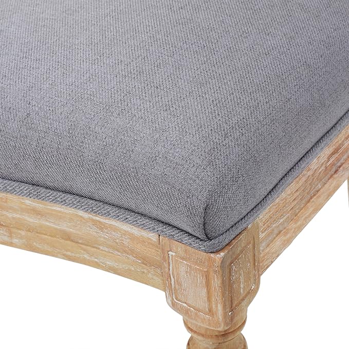 GDFStudio Hedwig French Country Fabric Dining Chairs (Set of 4), Light Gray + Natural