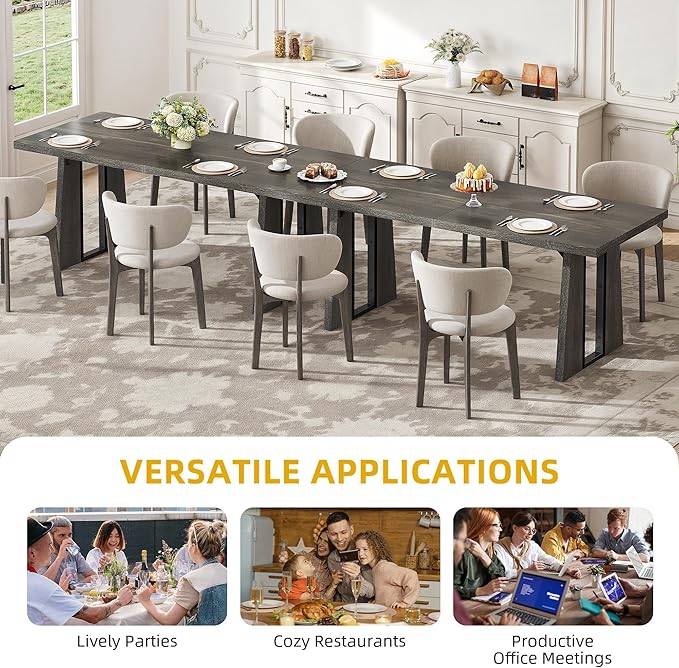 DWVO Rectangle Dining Table for 6-8 People 70.86 Inch Large Dining Room Table Wooden Dinner Table with Heavy Duty Legs for Kitchen Apartment Restaurant Rustic Grey