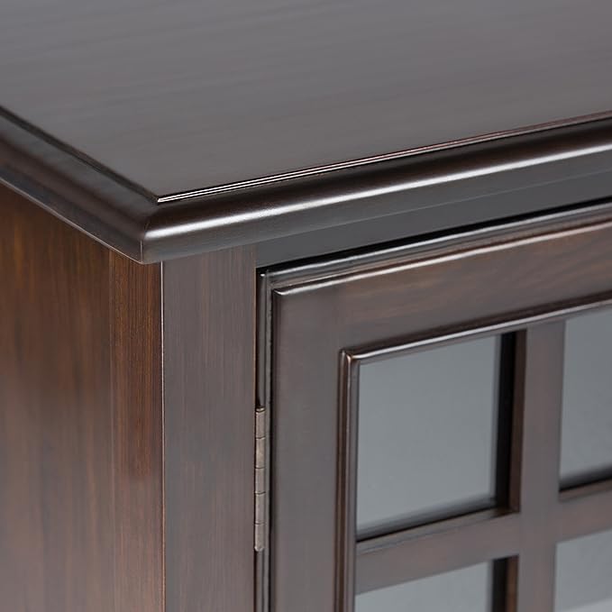 SIMPLIHOME Connaught SOLID WOOD 46 Inch Wide Traditional Tall Storage Cabinet in Dark Chestnut Brown, For the Living Room, Entryway and Family Room