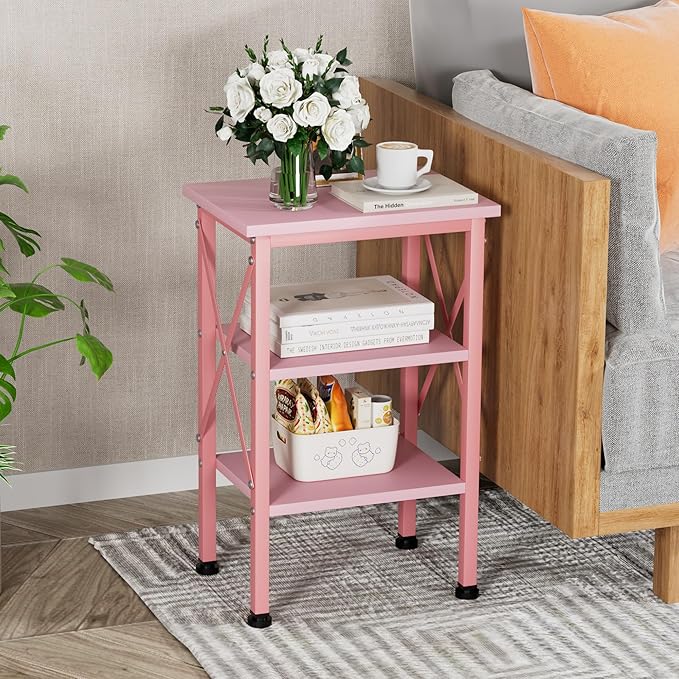 VECELO Modern Nightstands X-Design Side End Table Night Stand with Storage Shelf for Bedroom,Living Room,