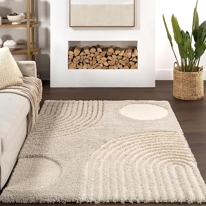 nuLOOM Gloria Abstract Shag Area Rug, 5x7, Light Brown