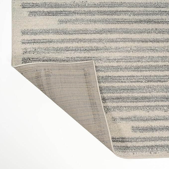 JONATHAN Y Khalil Modern Berber Stripe Cream/Gray Indoor Area Rug, 3x5, Contemporary, Bohemian, Easy-Cleaning for Living Room, Bedroom, Kitchen, Pet Friendly, Non-Shedding (MOH207C-3)