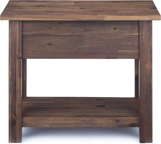 SIMPLIHOME Monroe SOLID ACACIA WOOD 14 inch Wide Rectangle Rustic Narrow Side Table in Distressed Charcoal Brown for the Living Room and Bedroom