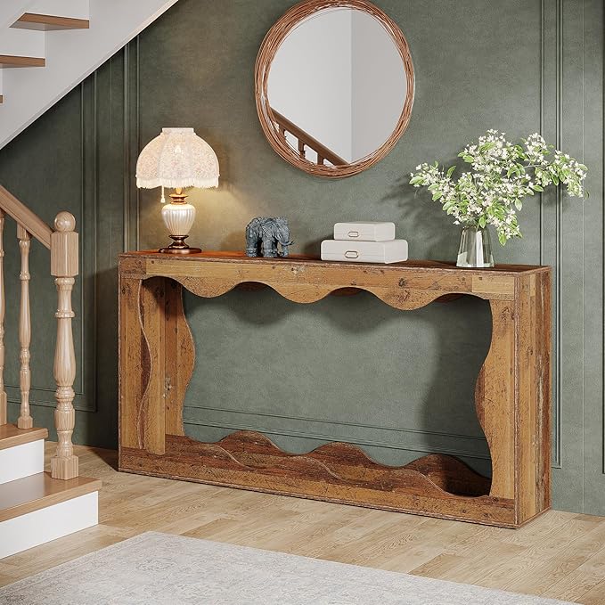 Tribesigns 63 Inches Farmhouse Console Table with Storage, Couch Table Behind Sofa, Long Entryway Sofa Station, Narrow Console Stand, Hallway Stand for Entryway Living Room, Mix Brown