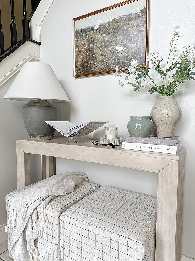 Plank+Beam Modern Solid Wood Console Table, 46.25 Inch, Sofa Table, Narrow Entryway Table for Hallway, Behind The Couch, Living Room, Foyer, Easy Assembly, Seashell