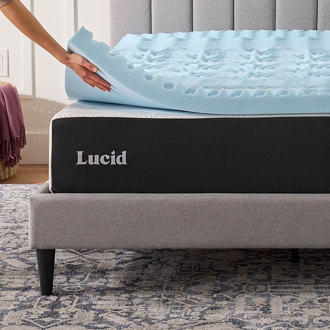 LUCID Gel Infused Memory Foam Mattress Topper – 3 Inch Mattress Topper – 5 Comfort Zones Relieve Pressure – CertiPUR-US Certified Foam - Full