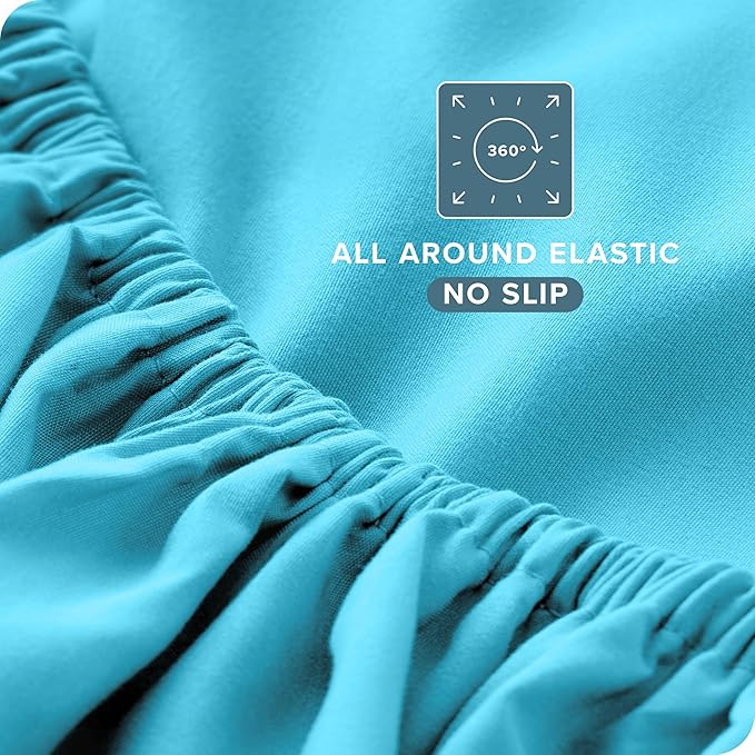 Bare Home Split King Sheet Set - 1800 Ultra-Soft Microfiber Bed Sheets - Double Brushed - Deep Pockets - Easy Fit - 5 Piece Set - Bed Sheets & Pillowcases (Split King, Aqua)