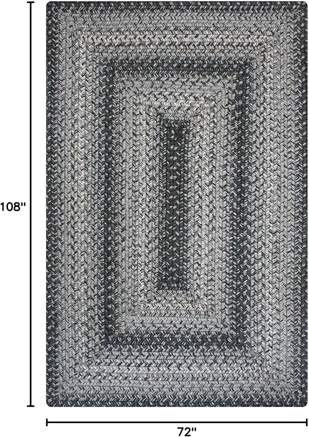 Homespice Flint Hill Braided Area Rug 6x9' - Gray Dining Room Rugs for Under Table for Primitive Decor