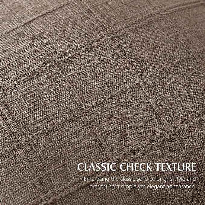 Foindtower Set of 2 Decorative Linen Check Throw Pillow Covers Neutral Farmhouse Vintage Cushion Covers Modern Boho Home Decor for Sofa Chair Couch Bedroom Living Room Outdoor,26×26 Inch,Taupe Grey