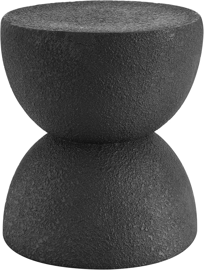 JONATHAN Y TBL1100B Greta 18" Mid-Century Modern Drum Indoor/Outdoor Accent Table, Modern, Contemporary, Minimalist, Scandinavian, Classic, Patio, Garden Room, Bathroom, Living Room, Black