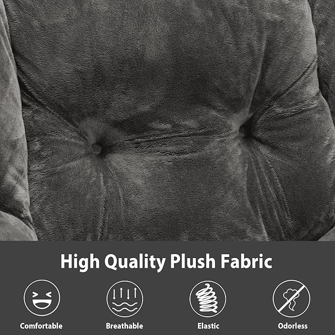 Lazy Chair with Folding Ottoman, Accent Chair Plush Upholstered with Metal Structure and Non-Slip Pads, Sofa Armchair with Footrest and Side Storage Bag for Dorm, Room, Office, Dark Gray