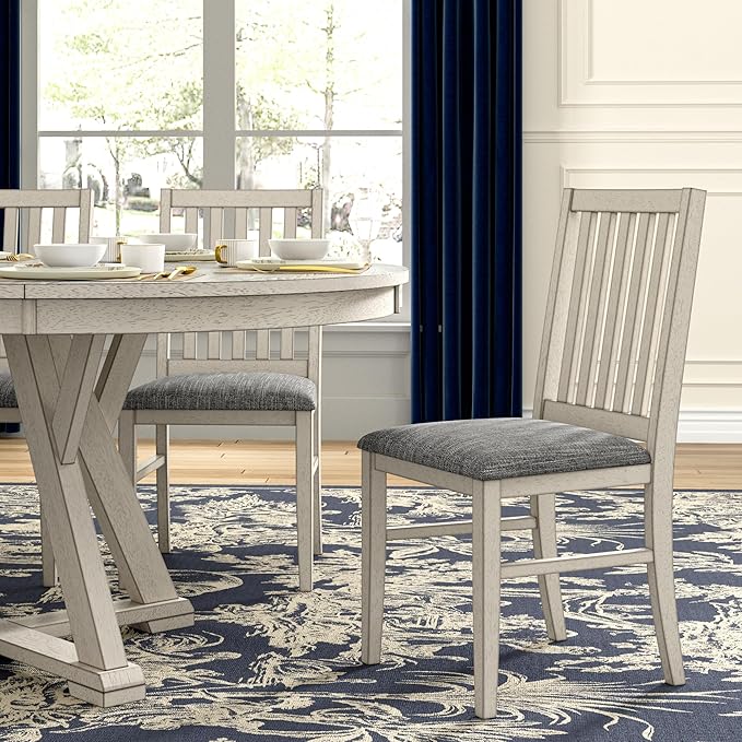 6-Piece Solid Wood Dining Table Set for 6, Modern Breakfast Dinette Kitchen Table with Chairs for Dining Room, Kitchen, Grey