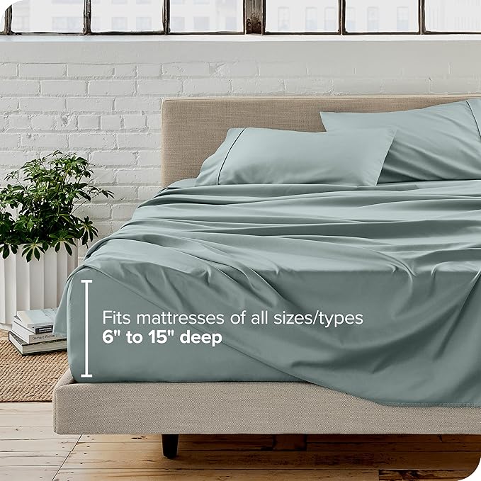 Bare Home Twin XL Sheet Set - 1800 Ultra-Soft Microfiber Twin Extra Long Sheets - Double Brushed - Deep Pockets - Easy Fit - Extra Soft - 3 Piece Set - Bed Sheets & Pillowcases (Twin XL, Sea Spray)
