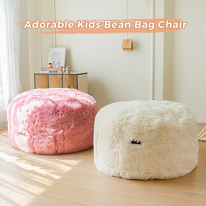 MAXYOYO Kids Bean Bag Chair, Stuffed Faux Fur Bean Bag for Toddler, Ultra Soft Floor Sofa with High-Density Foam Filling, Lazy Chair for Living Room, Playroom, Nursery Room