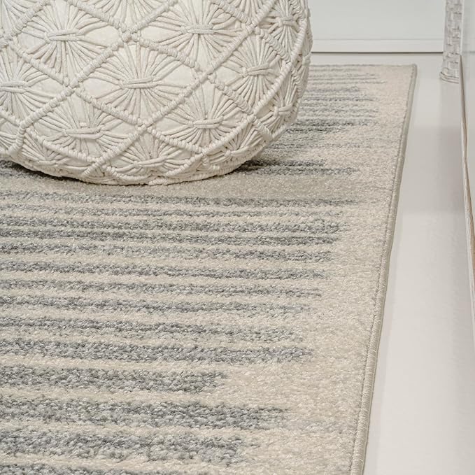 JONATHAN Y Khalil Modern Berber Stripe Cream/Gray Indoor Area Rug, 3x5, Contemporary, Bohemian, Easy-Cleaning for Living Room, Bedroom, Kitchen, Pet Friendly, Non-Shedding (MOH207C-3)