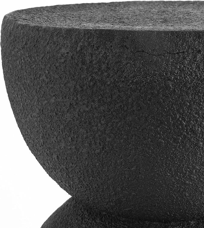 JONATHAN Y TBL1100B Greta 18" Mid-Century Modern Drum Indoor/Outdoor Accent Table, Modern, Contemporary, Minimalist, Scandinavian, Classic, Patio, Garden Room, Bathroom, Living Room, Black