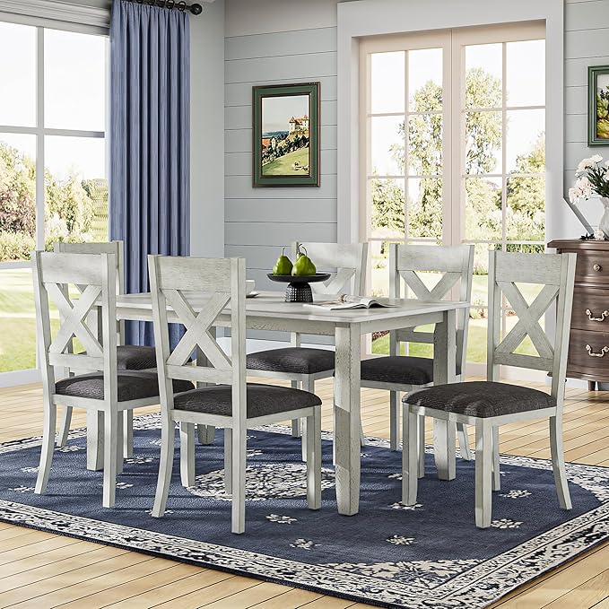 Solid Wood Dining Table, Part of Dining Table Set, Mix and Match Table, Chair Sold Separately for Dining Room, Kitchen, Grey