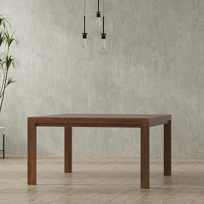 SIMPLIHOME Wilson Square Dining Table, Solid Wood Walnut Veneer, 54-inches Square, Transitional-Style Kitchen Table for up to 8 People