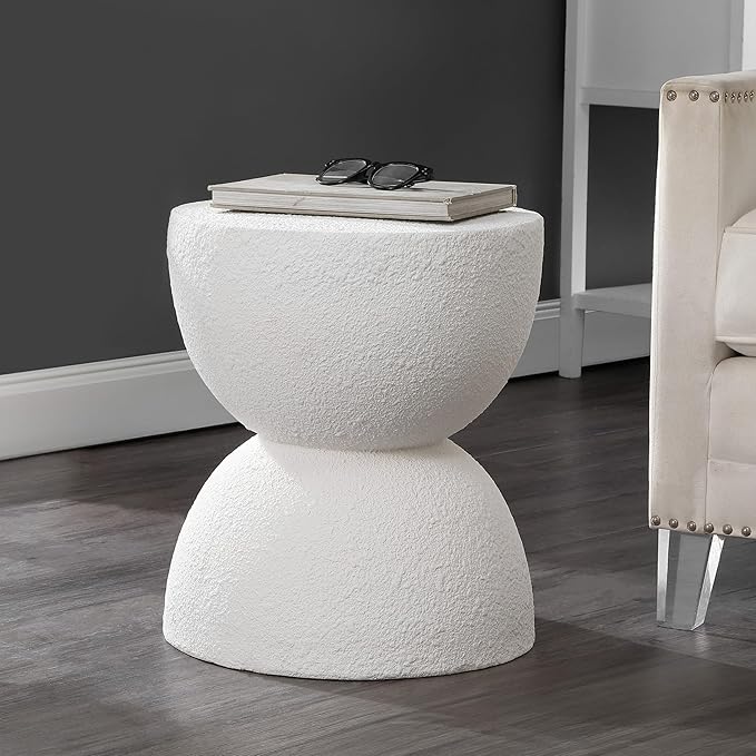 JONATHAN Y TBL1100A Greta 18" Mid-Century Modern Drum Indoor/Outdoor Accent Table Modern, Contemporary, Minimalist, Scandinavian, Classic, Patio, Garden, Bathroom, Living Room, White