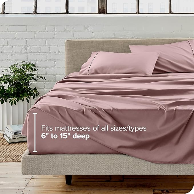 Bare Home Twin XL Sheet Set - 1800 Ultra-Soft Microfiber Twin Extra Long Bed Sheets - Double Brushed - Deep Pockets - Easy Fit - Extra Soft - 3 Piece Set - Bed Sheets & Pillowcases (Twin XL, Mauve)