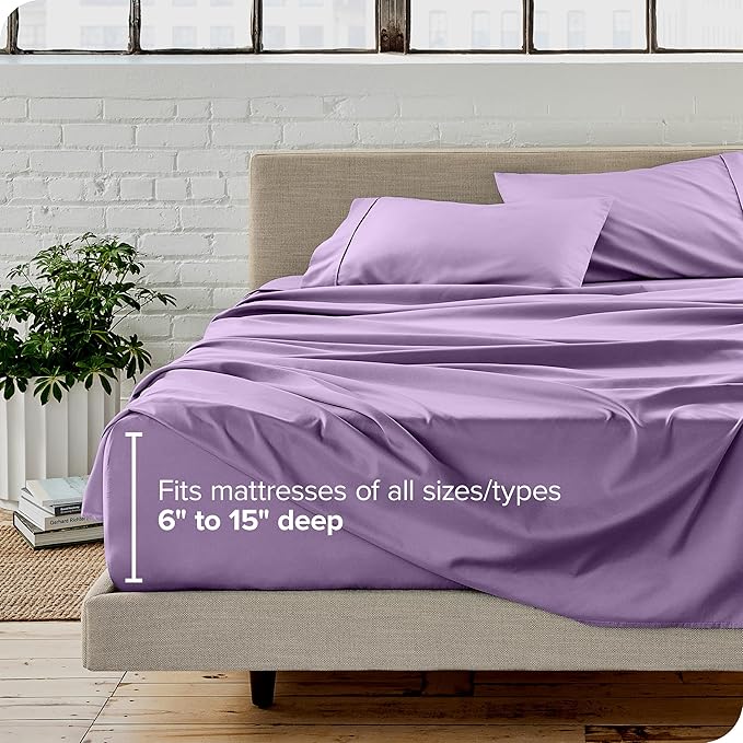 Bare Home Full XL Sheet Set - Luxury 1800 Ultra-Soft Microfiber Full Extra Long Bed Sheets - Double Brushed - Deep Pockets - Easy Fit - 4 Piece Set - Bedding Sheets & Pillowcases (Full XL, Lavender)