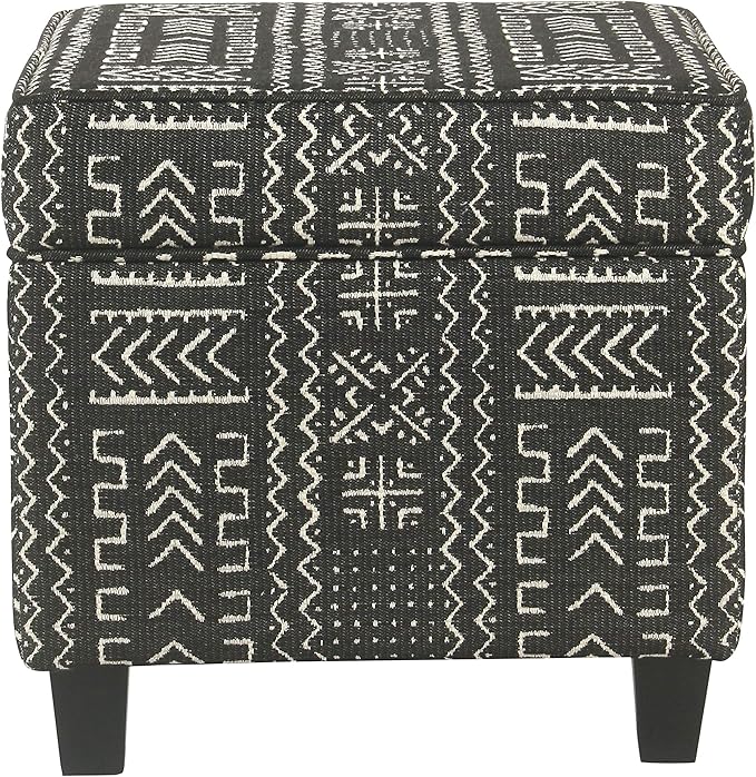 Homepop Home Decor | K7342-F2267 | Classic Square Storage Ottoman with Lift Off Lid | Ottoman with Storage for Living Room & Bedroom, Onyx, Large