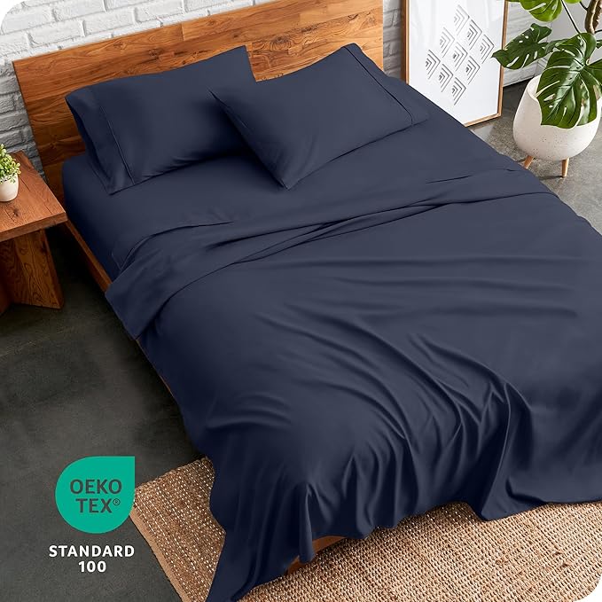 Bare Home Split King Sheet Set - 1800 Ultra-Soft Microfiber Bed Sheets - Double Brushed - Deep Pockets - Easy Fit - 5 Piece Set - Bed Sheets & Pillowcases (Split King, Midnight Blue)