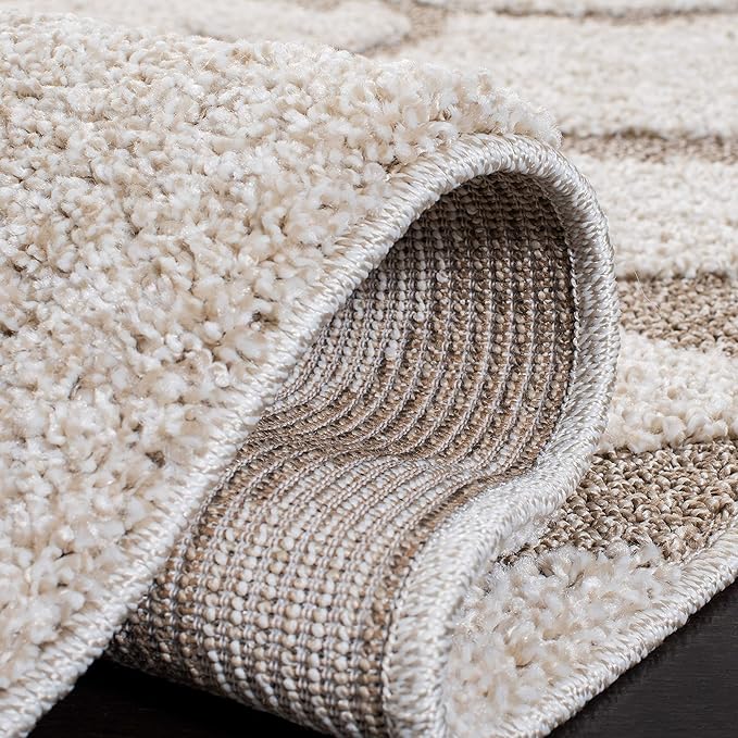 SAFAVIEH Florida Shag Collection Area Rug - 8' x 10', Ivory & Beige, Scroll Design, Non-Shedding & Easy Care, 1.2-inch Thick Ideal for High Traffic Areas in Living Room, Bedroom (SG455-13LT)