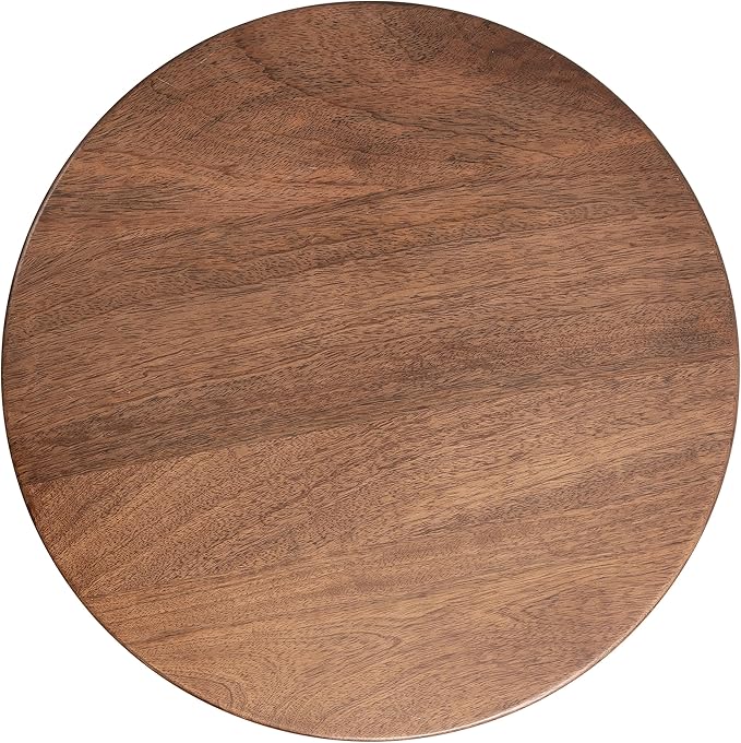 Kate and Laurel Solvay Round Metal and Wood Side Table; 16 x 16 x 24; Walnut and Antique Brass; Mid-Century Modern Bedroom Nightstand Table with Solid Mango Wood Tabletop and Iron Base