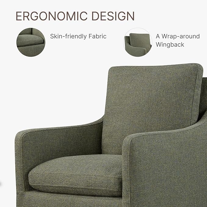Upholstered Dining Chairs with Casters No Assembly Modern Accent Armchair with Rollers for Diningroom Bedroom Livingroom Reading Room,Green,2 Boxs
